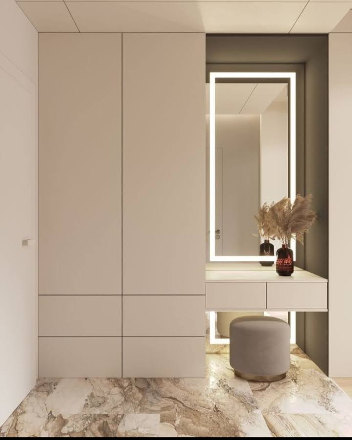 Designer Geometric Marble Cladding Wall with Concealed Lighting - Execution #
